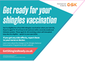 Shingles National Immunisation Programme Educational Window sticker